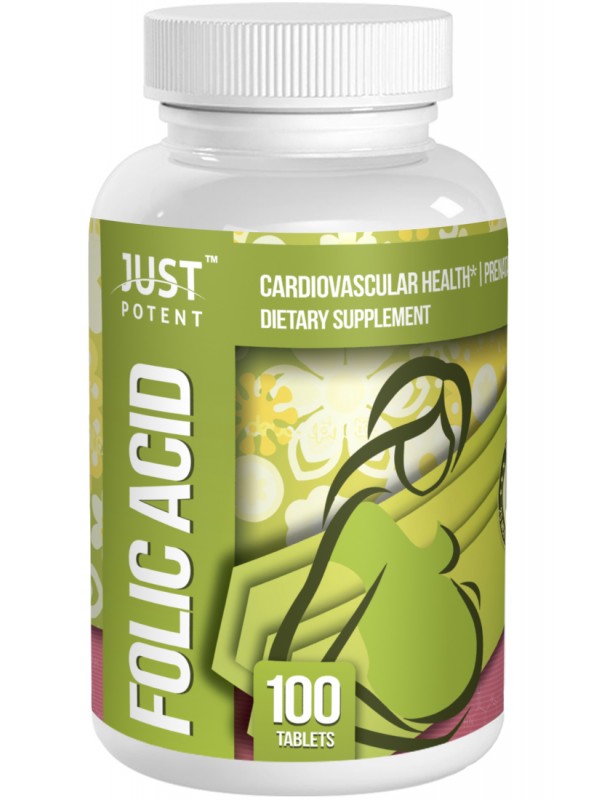 Folic Acid (Vitamin B9) Supplement by Just Potent Fortified With